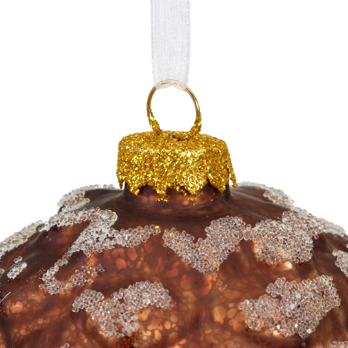 Στολίδι κουκουνάρι γυάλινο, μικρές διαφανείς χάντρες 4 χρωμάτων - Image 4