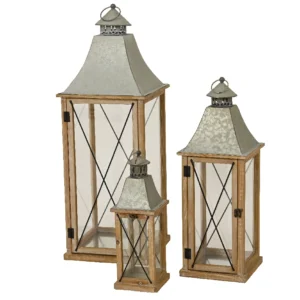 Φανάρι από ξύλο σετ 3 τεμάχια 84εκ.
