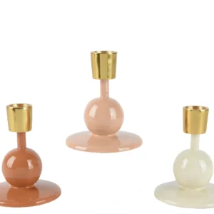 Κηροπήγιο σιδερένιο με στρογγυλές μπάλες και επίστρωση σμάλτου 3 χρώματα