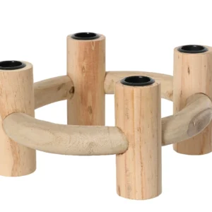 Κηροπήγιο από ξύλο πεύκου με 4 κεριά