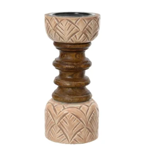 Κηροπήγιο με σμάλτο και ξύλο μάνγκο, σε 2 μεγέθοι