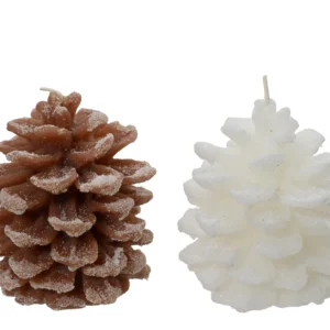 Κερί κουκουνάρι με γκλίτερ σε δυο χρώματα 9εκ.