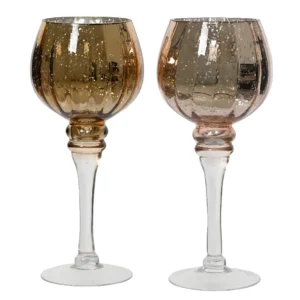 Κηροπήγιο ποτήρι αντικέ σε δυο χρώματα